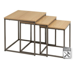 Set 3 mesas auxiliares Natural-gris
