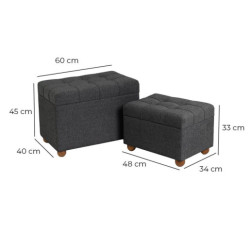 Set 2 puf arcon Gris oscuro