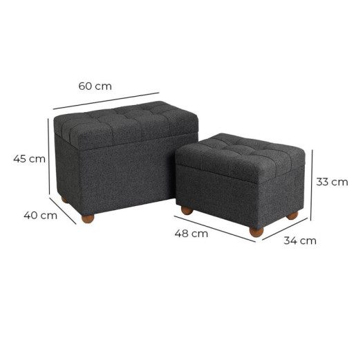 Set 2 puf arcon Gris oscuro