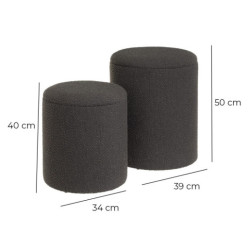 Set 2 puf arcon Gris oscuro
