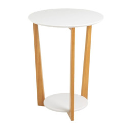 Mesa auxiliar Blanco y natural