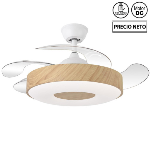 Ventilador techo natural y blanco