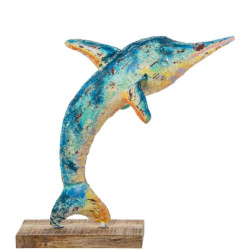 Figura delfin azul, verde y amarillo