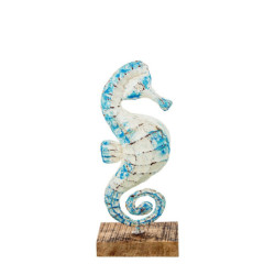 Figura caballito de mar azul y blanco