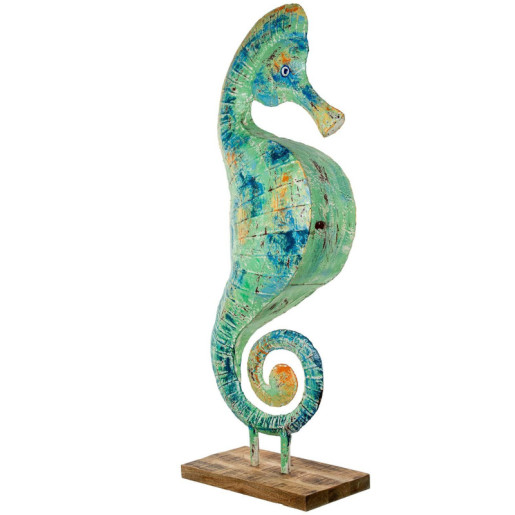 Figura caballito de mar azul y verde