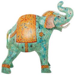 Figura elefante azul y amarillo