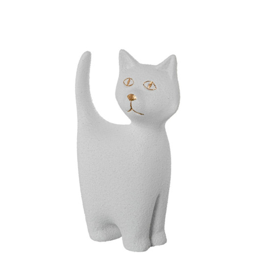 Figura gato blanco y dorado