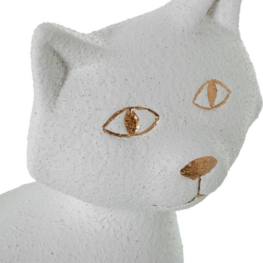 Figura gato blanco y dorado