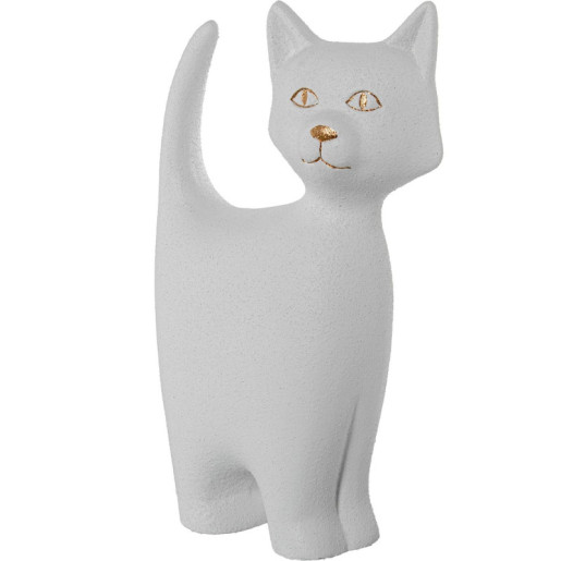 Figura gato blanco y dorado