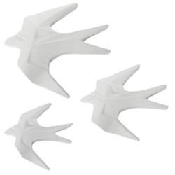 Set 3 figuras golondrinas blanco mate