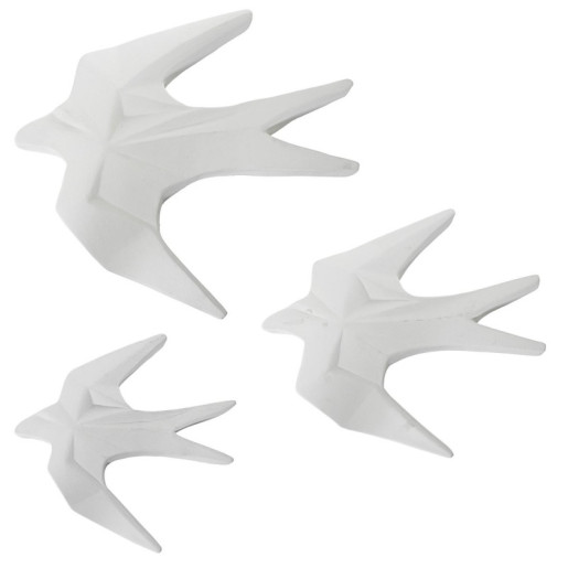 Set 3 figuras golondrinas blanco mate