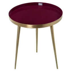 Mesa auxiliar burdeos y dorado