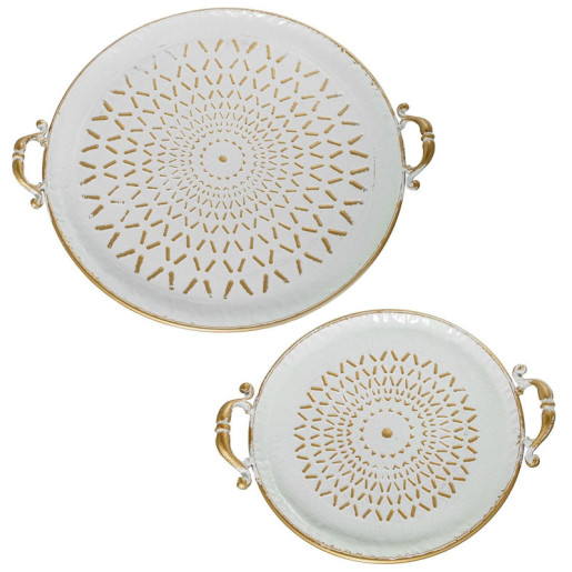 Set 2 bandejas dorado y blanco