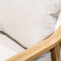 Set sofa + 2 sillones y mesa beige y natural