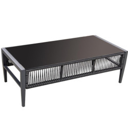 Set sofa + 2 sillones y mesa negro y gris