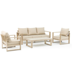Set sofa + 2 sillones y mesa beige