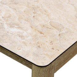 Set sofa + 2 sillones y mesa beige y natural