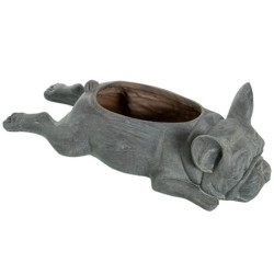 Figura macetero perro gris