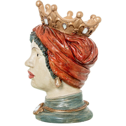 Figura busto reina dorado, rojo y verde