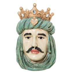 Figura busto rey dorado, verde y negro