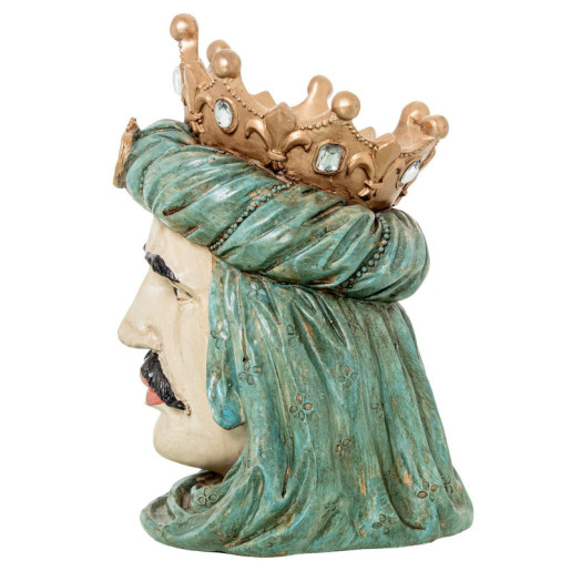 Figura busto rey dorado, verde y negro