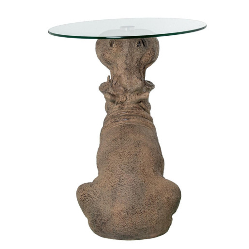 Mesa auxiliar marron y transparente