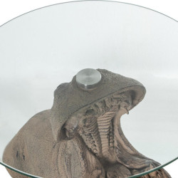 Mesa auxiliar marron y transparente