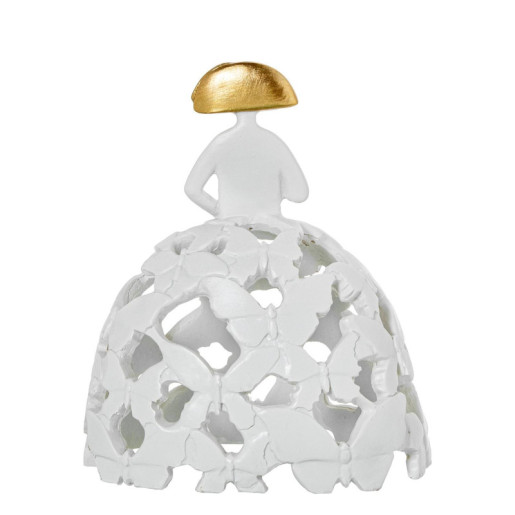Figura menina blanco y dorado
