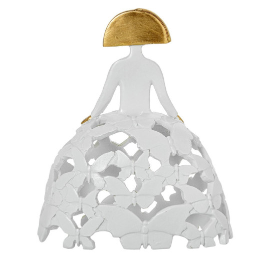 Figura menina blanco y dorado