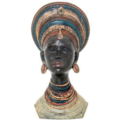 Figura busto africana dorado, negro y verde