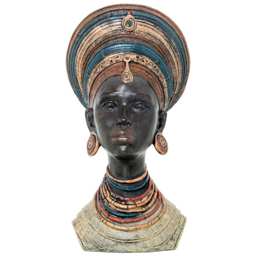 Figura busto africana dorado, negro y verde
