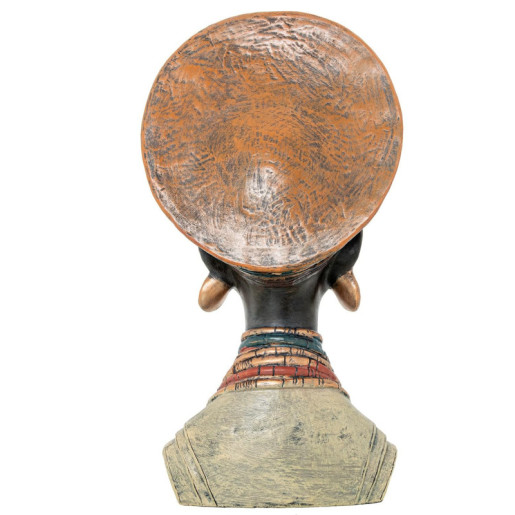 Figura busto africana dorado, negro y verde