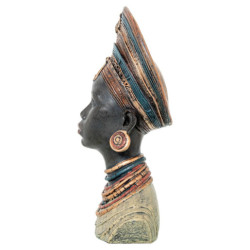 Figura busto africana dorado, negro y verde