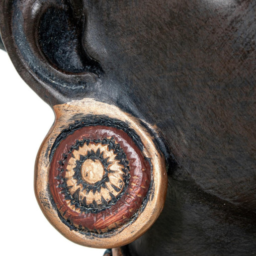 Figura busto africana dorado, negro y verde