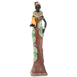 Figura africana negro, dorado y verde