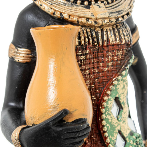 Figura africana negro, dorado y verde