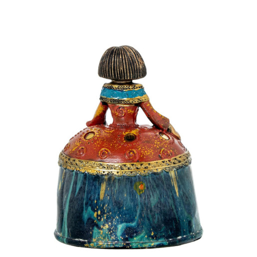Figura menina dorado, azul y rojo