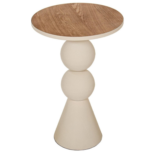 Mesa auxiliar natural y blanco