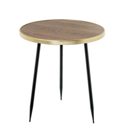 Mesa auxiliar natural, dorado y negro