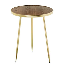 Mesa auxiliar natural y dorado