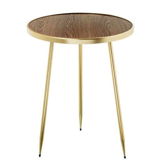 Mesa auxiliar natural y dorado