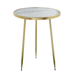 Mesa auxiliar  marmol y dorado