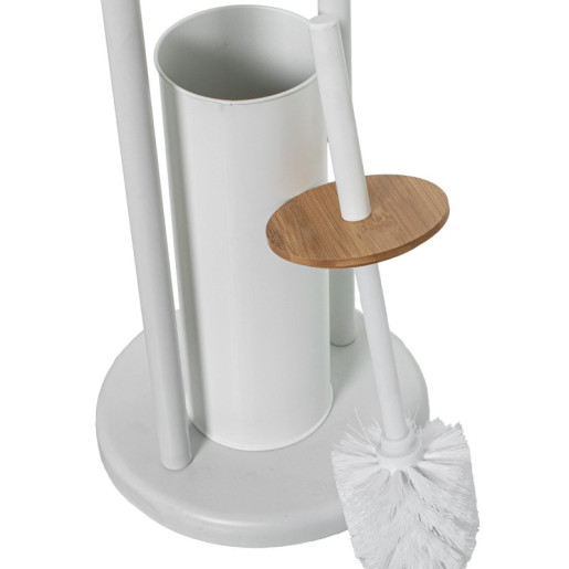 Soporte rollo con escobillero blanco