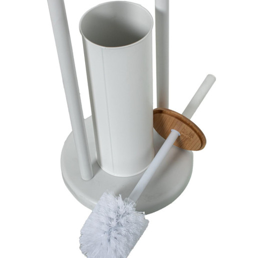 Soporte rollo con escobillero blanco