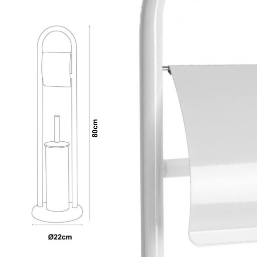 Soporte rollo con escobillero blanco