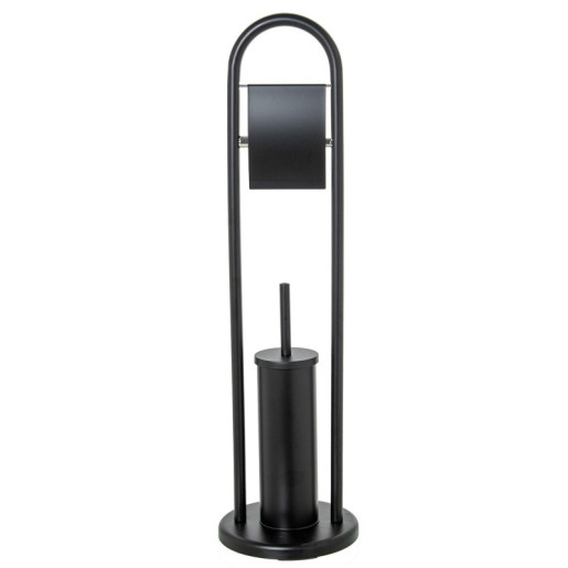 Soporte rollo con escobillero negro