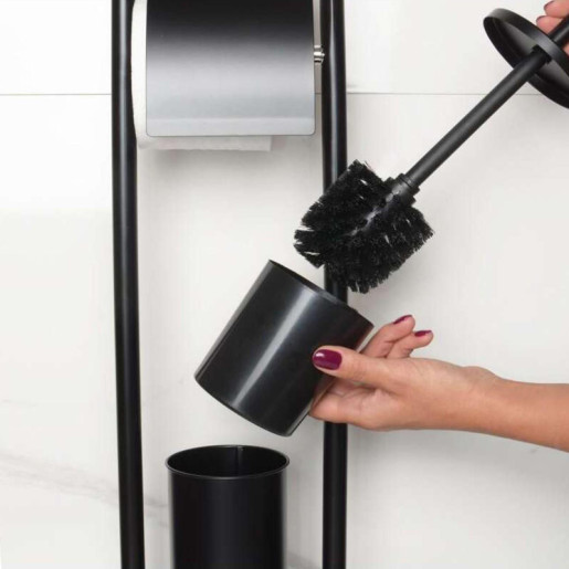 Soporte rollo con escobillero negro