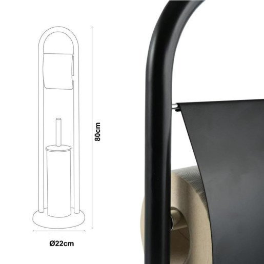 Soporte rollo con escobillero negro