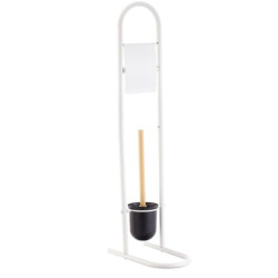 Soporte rollo con escobillero blanco