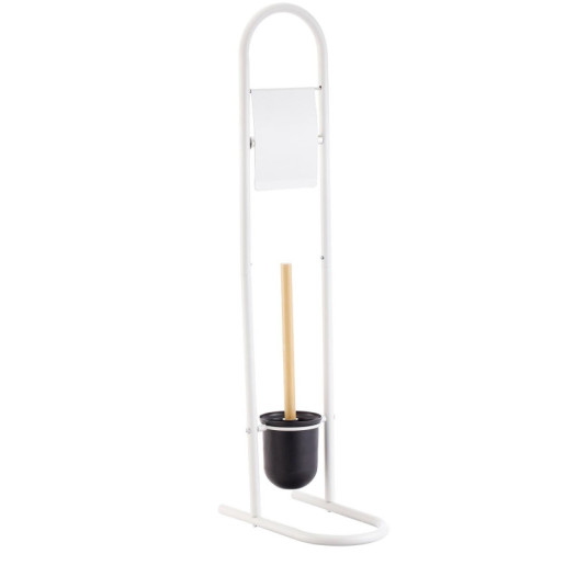 Soporte rollo con escobillero blanco